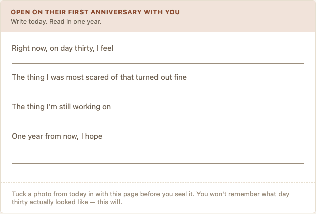 Sample page from The First 30 Days Kit