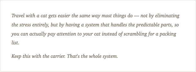 Sample page from Cat Travel & Relocation Guide